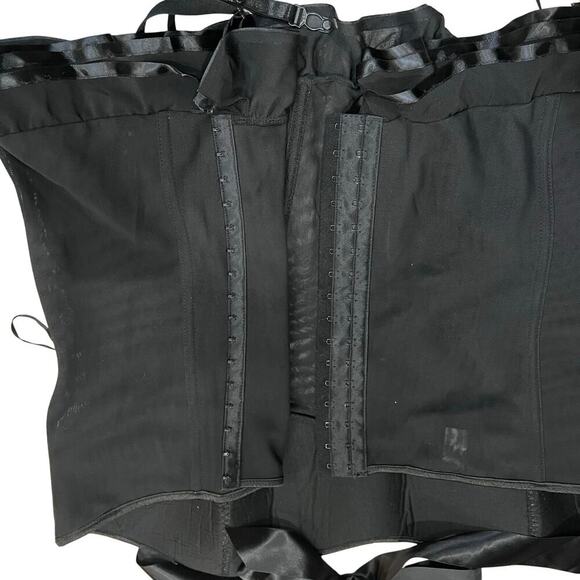 Adore Me Corset Black Hook Eye Bustier Sequin Halter Lingerie Ribbon Garter 4XL - Picture 4 of 9